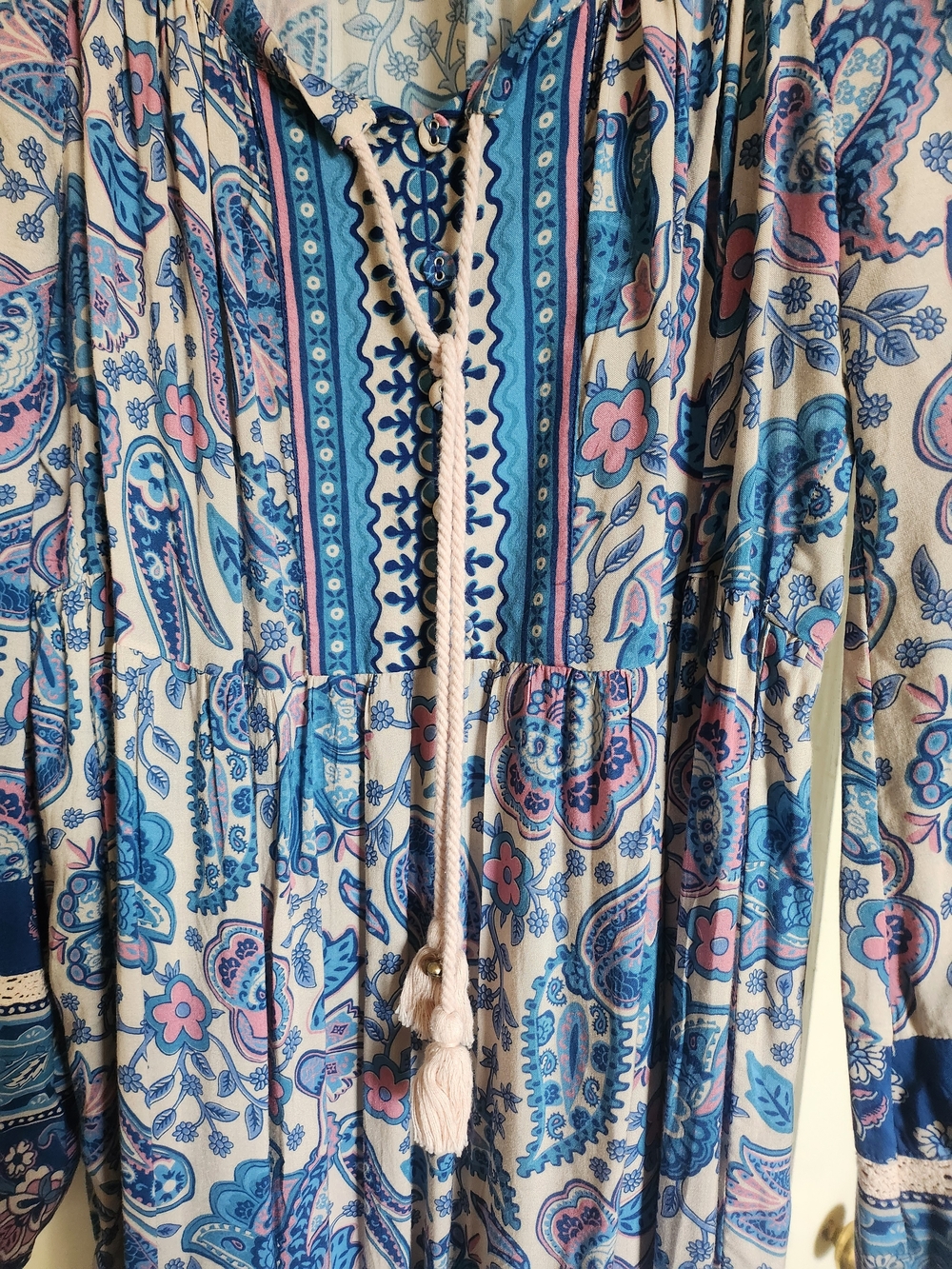 Spell Blue and White Paisley Maxi Dress - Picture 3 of 4